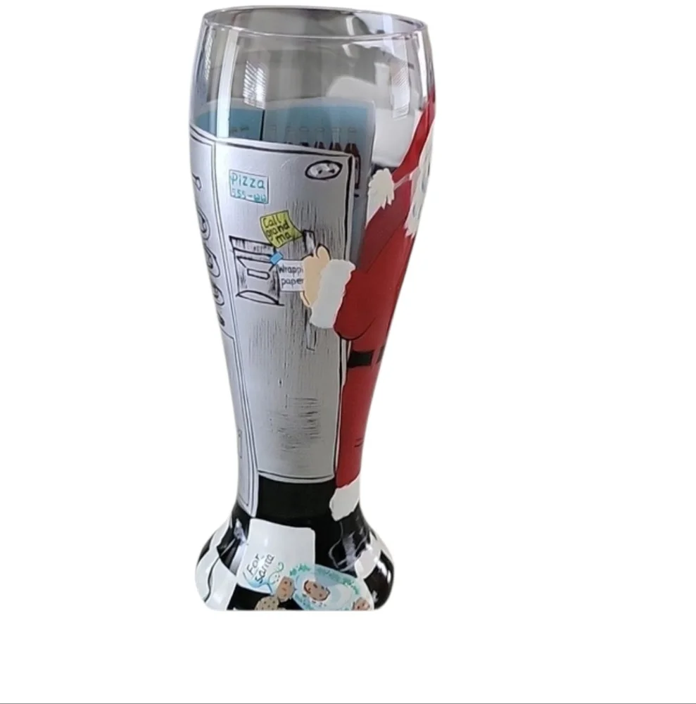 Lolita "Who Needs Milk and Cookies" Santa Claus Beer Glass 16oz - Picture 4 of 6